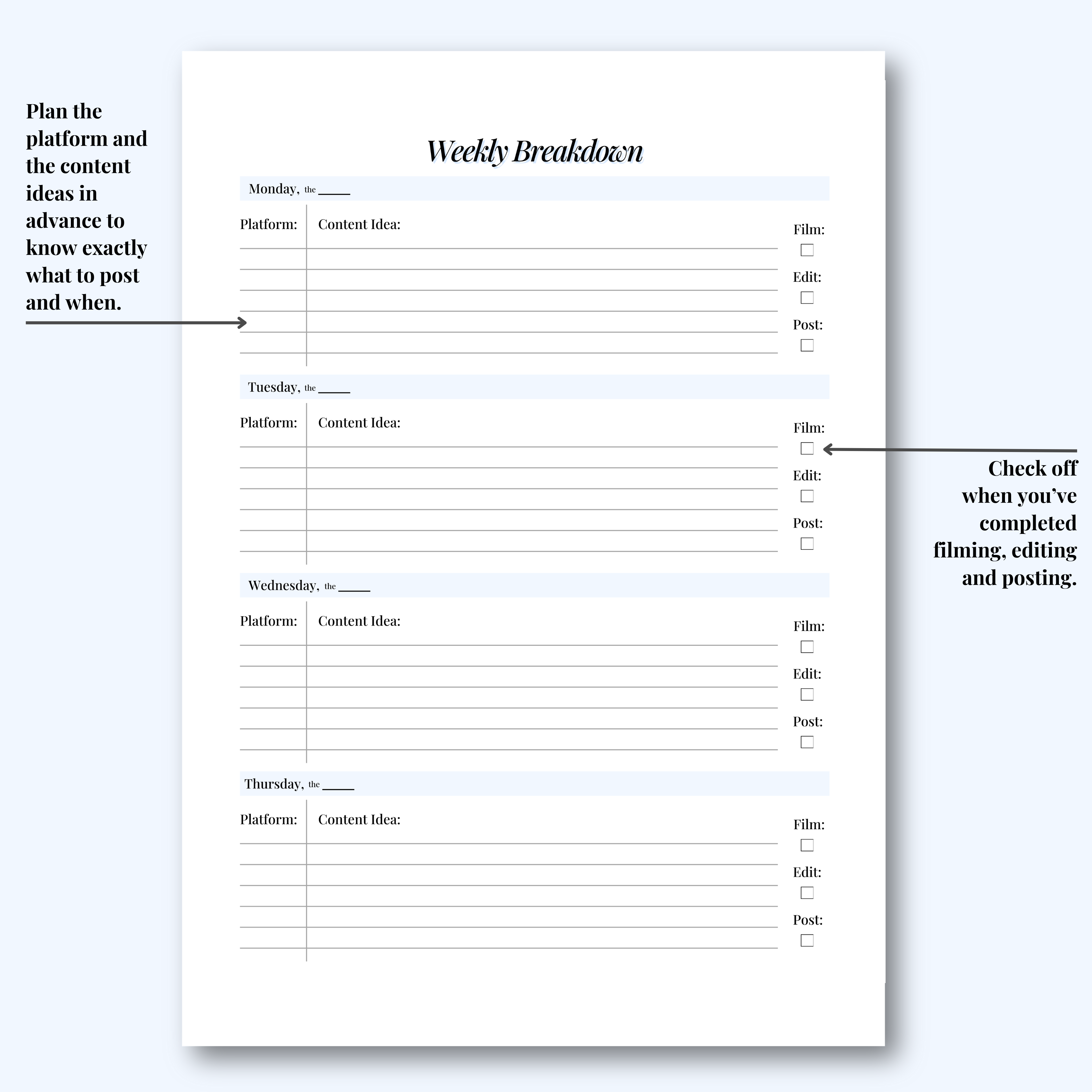 Social Media Planner Hard Copy