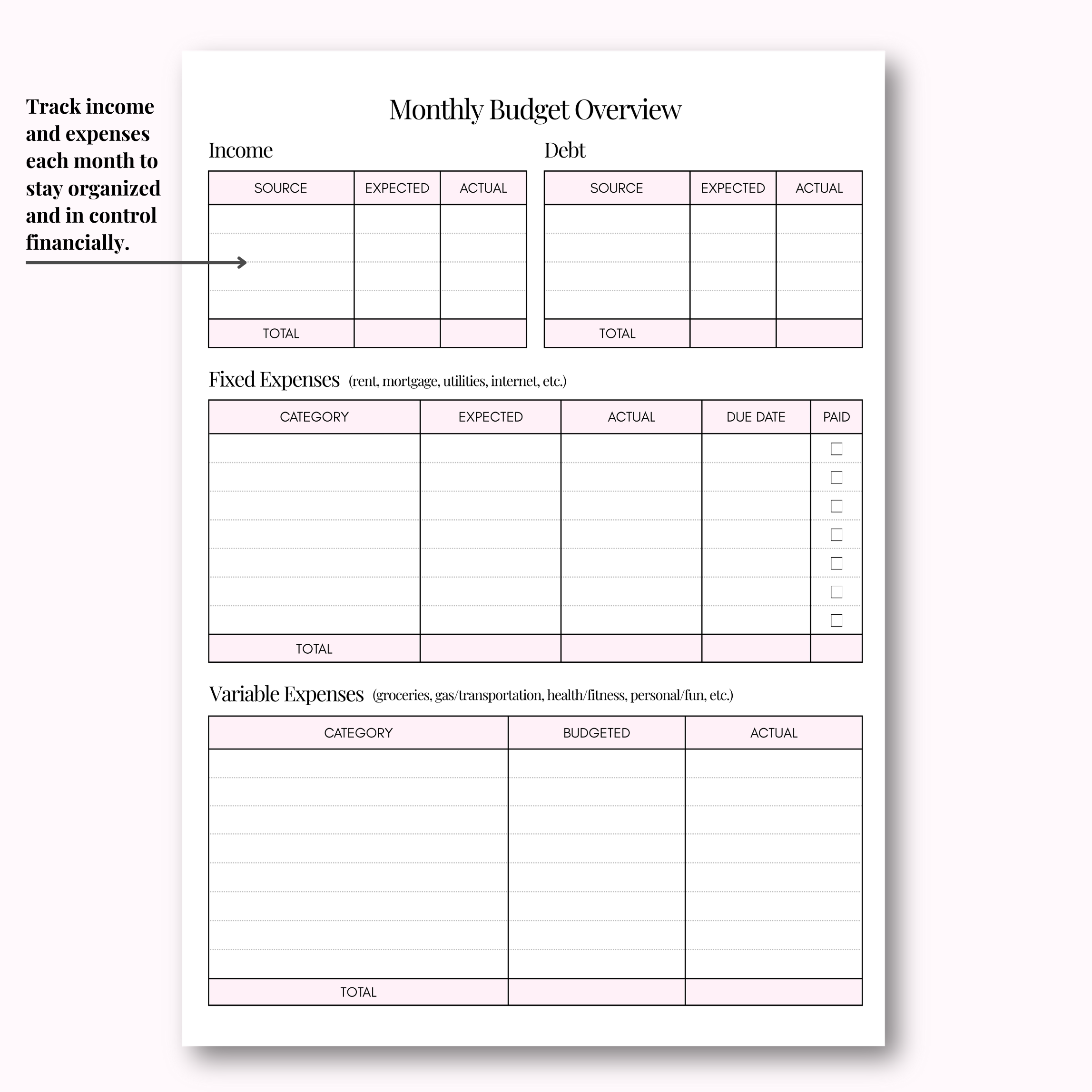 Weekly Planner Hard Copy