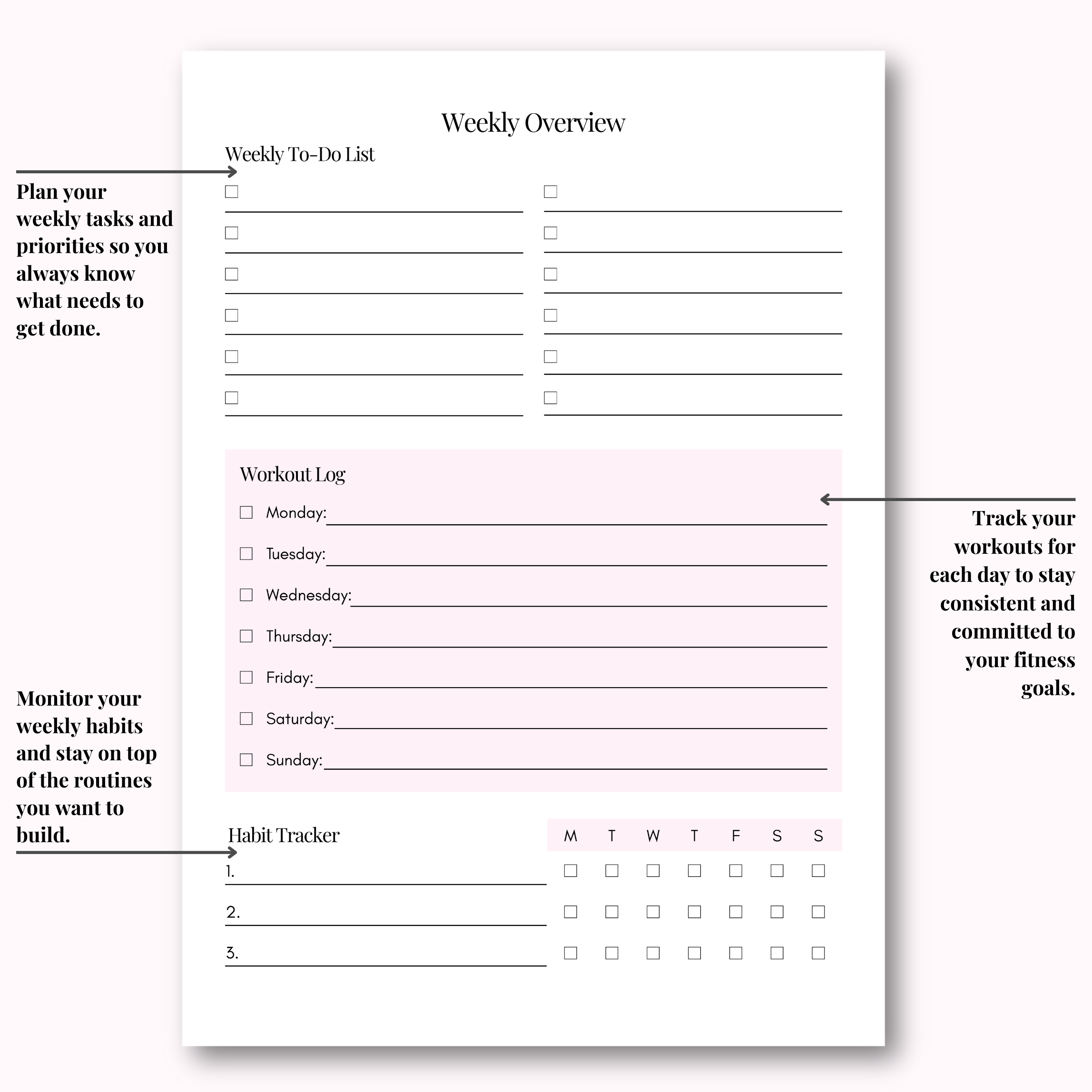 Weekly Planner Hard Copy