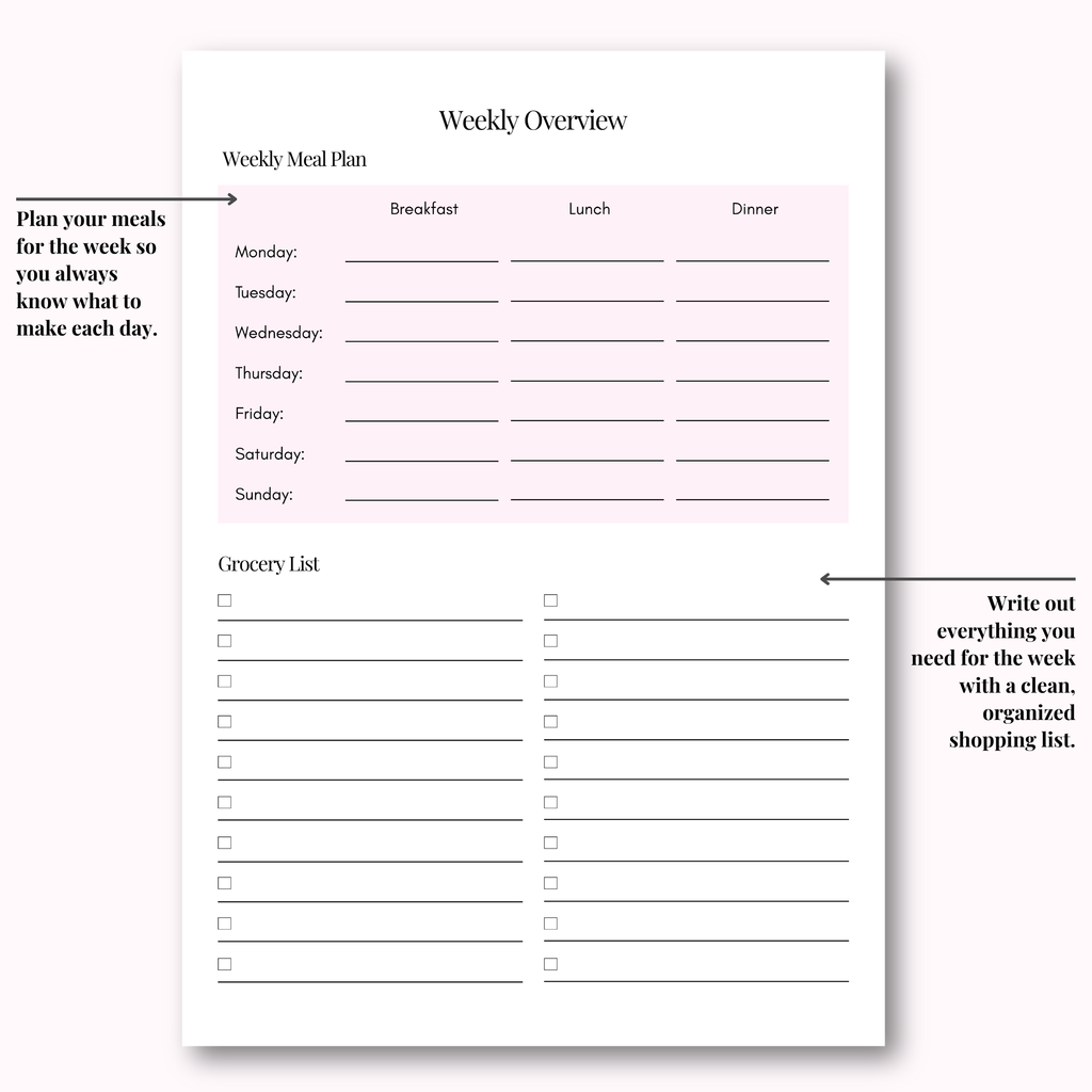 Weekly Planner Hard Copy