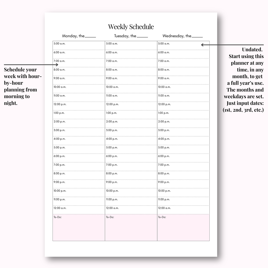 Weekly Planner Hard Copy