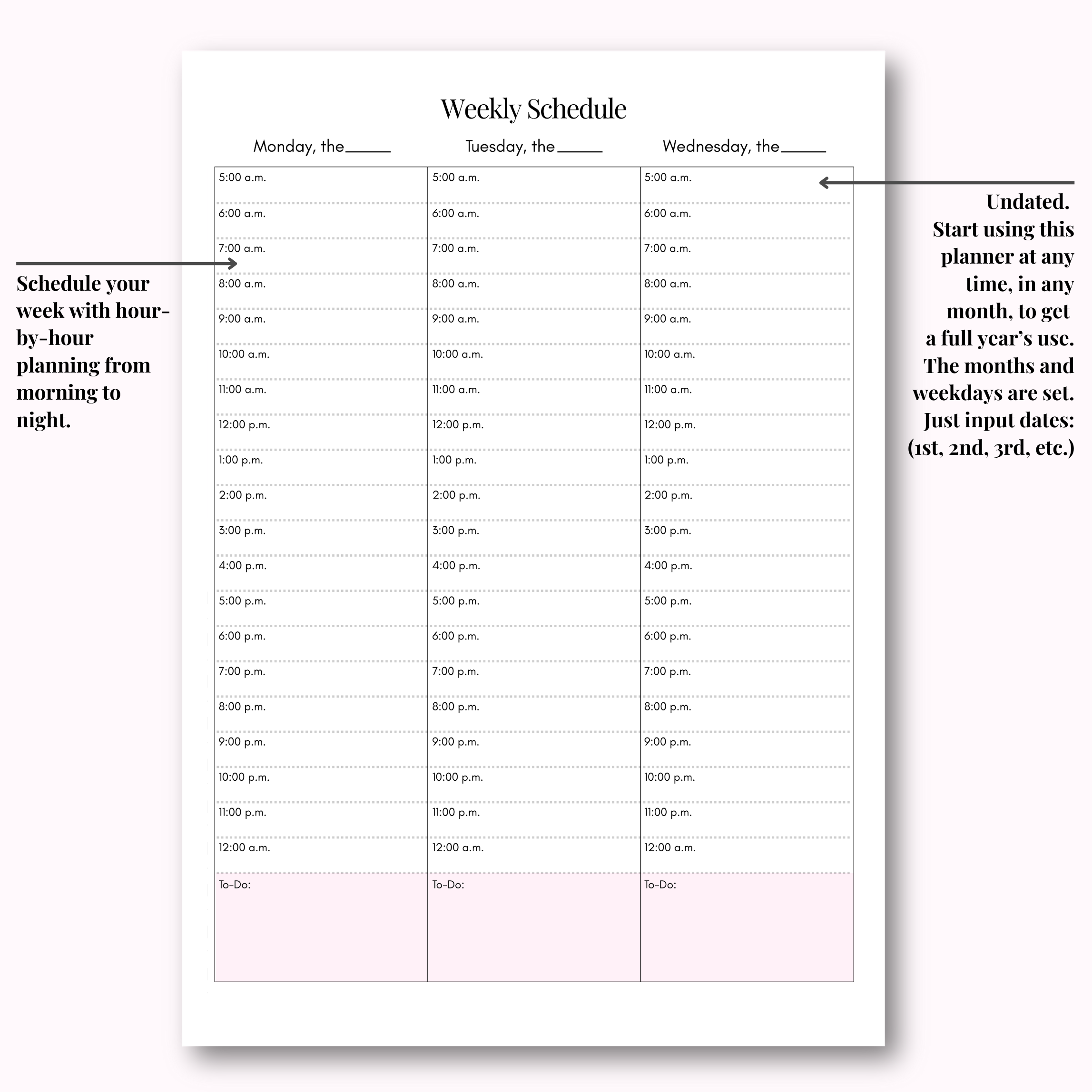 Weekly Planner Hard Copy