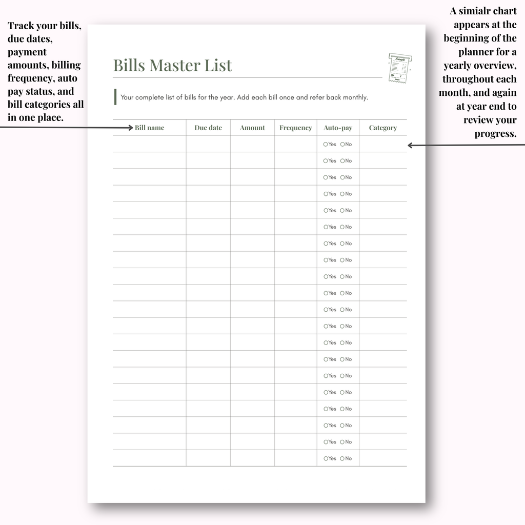 Budget Planner Hard Copy