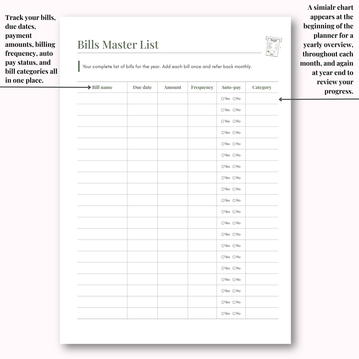 Budget Planner Hard Copy