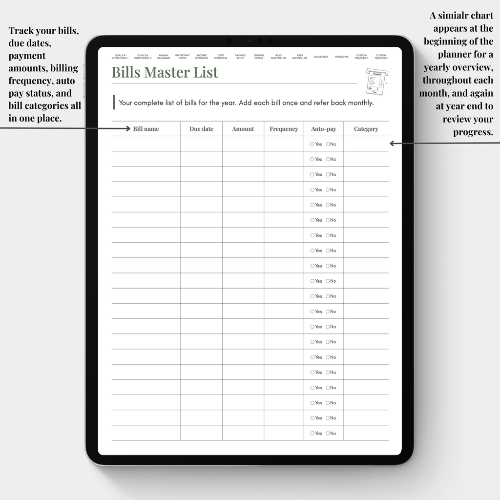 Budget Planner Digital Version