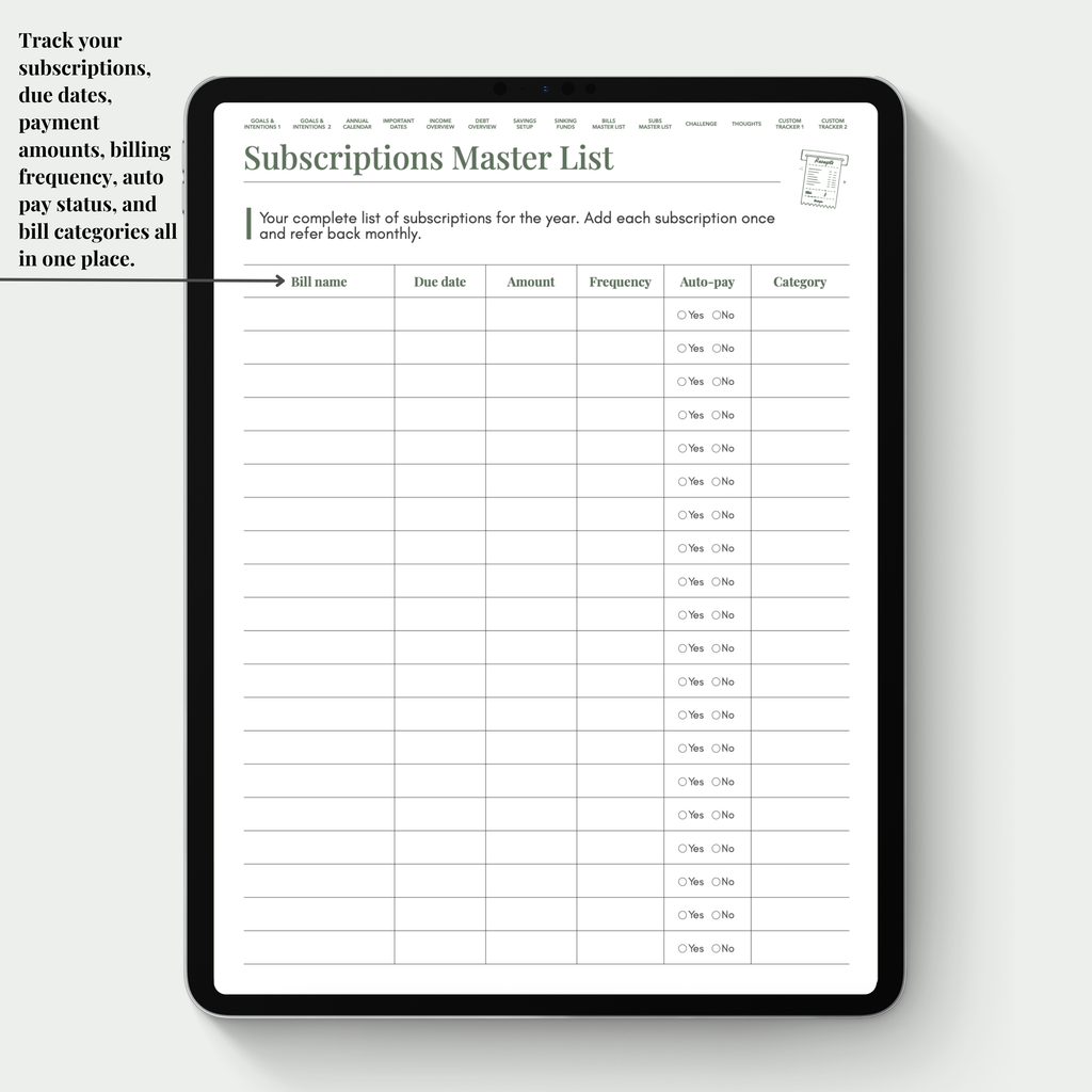 Budget Planner Digital Version