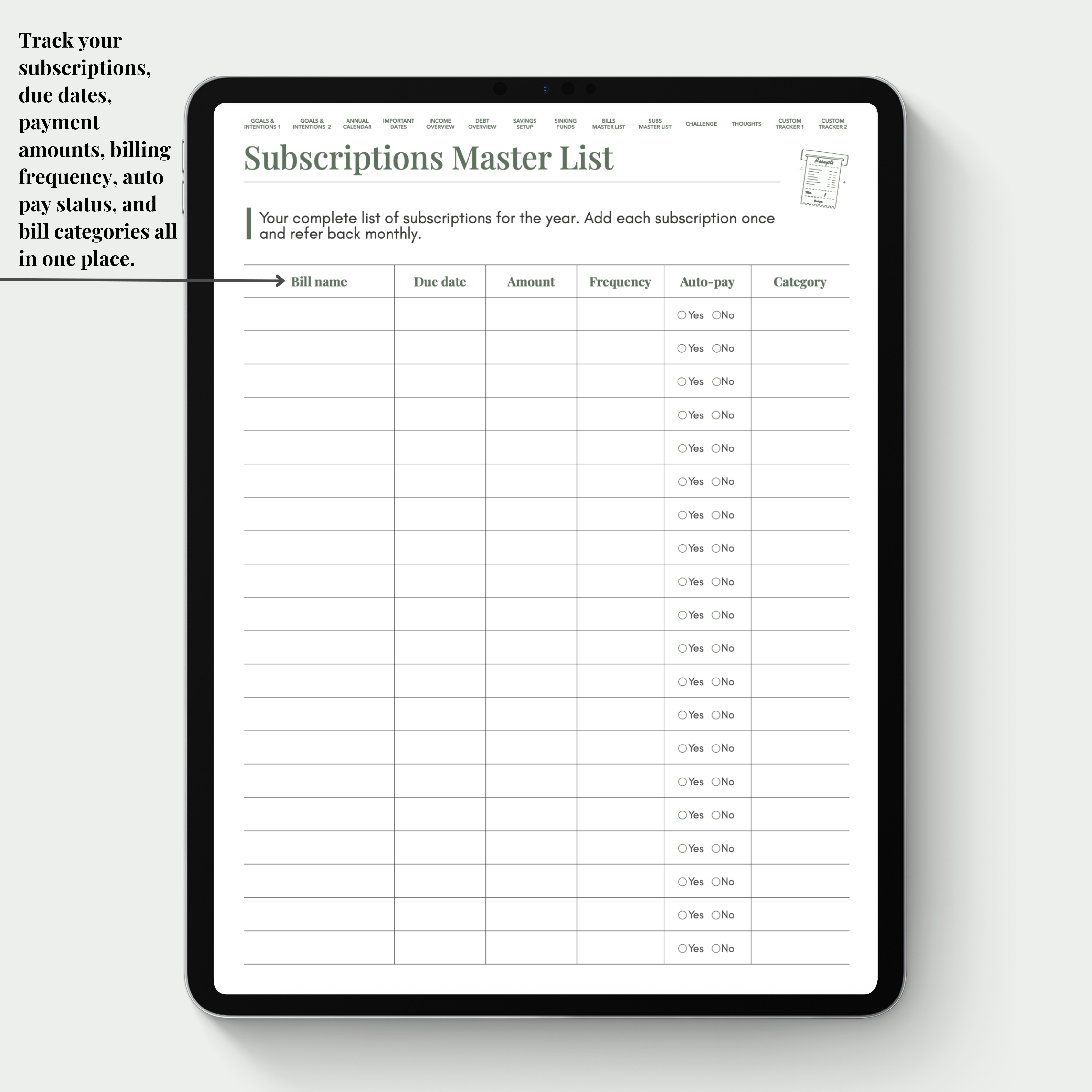 Budget Planner Digital Version