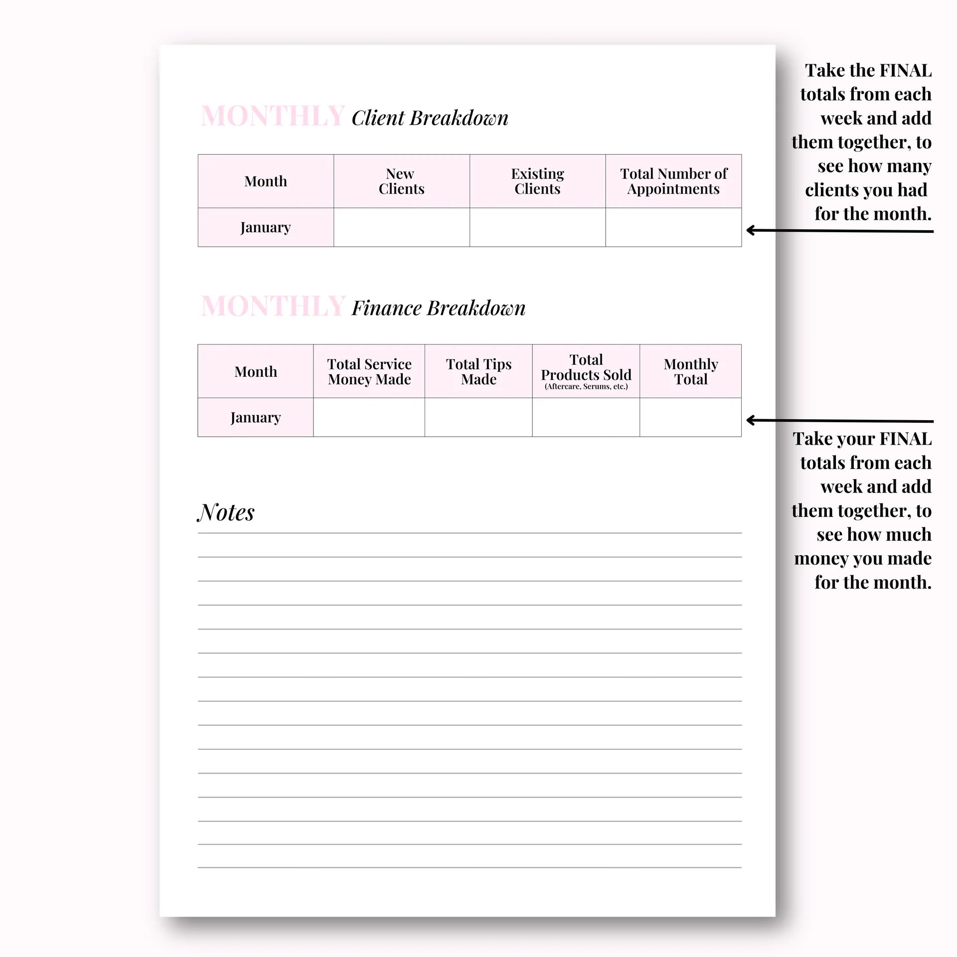 Client Appointment & Finance Planner Hard Copy