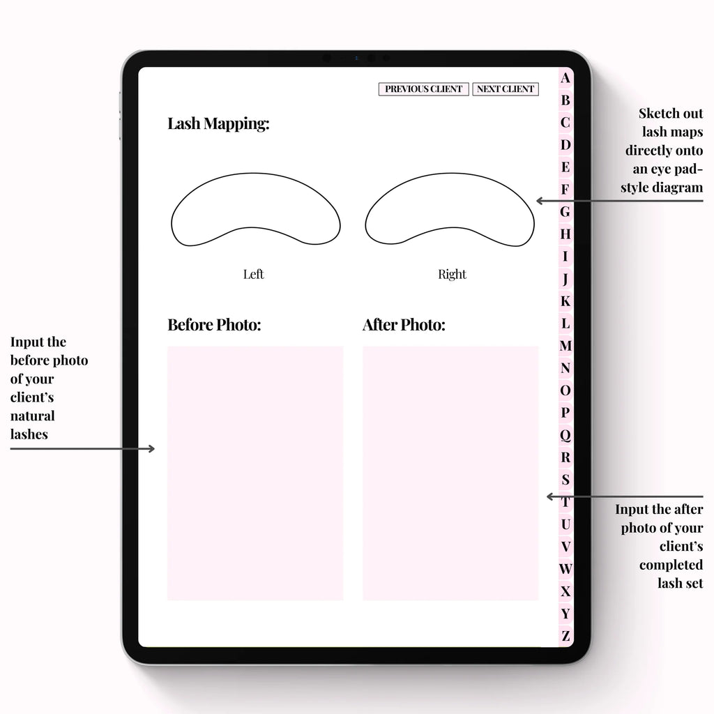 Lash Client Record Book