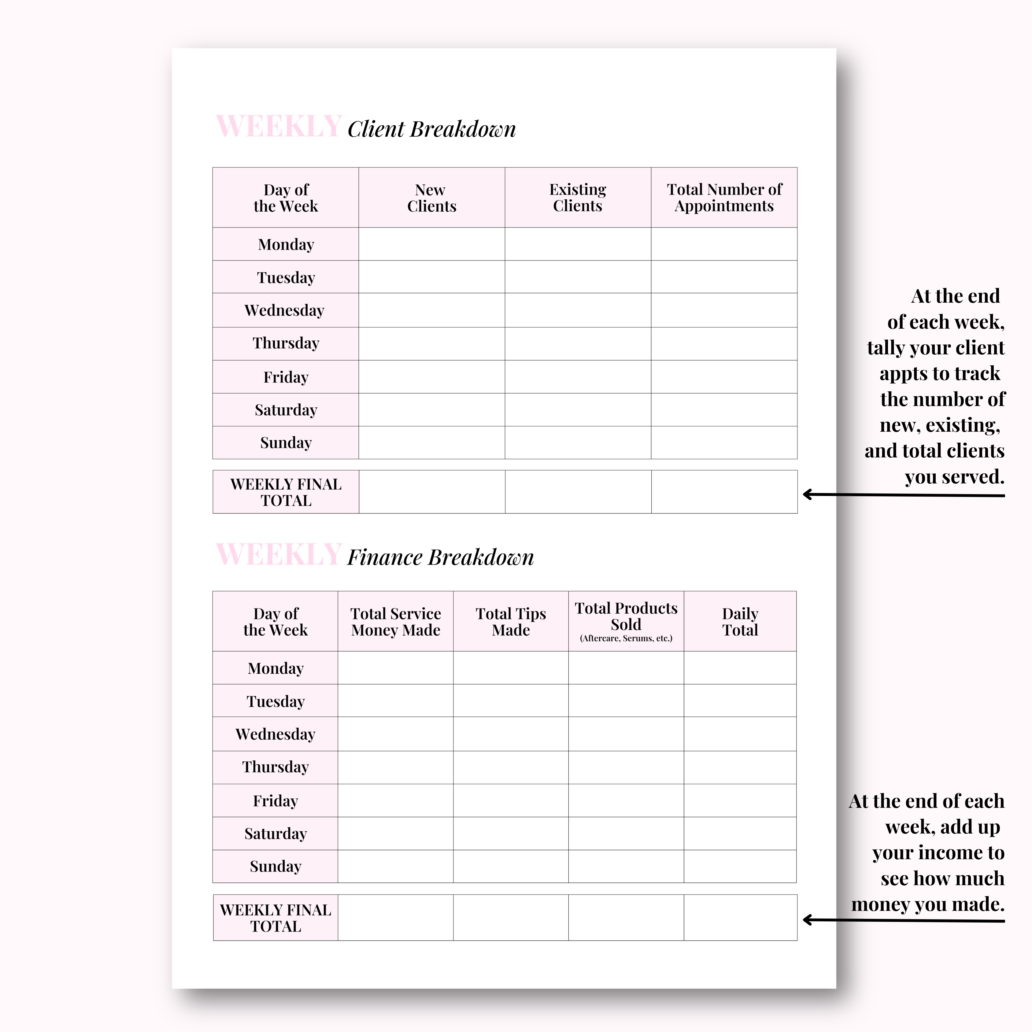 Client Appointment & Finance Planner Hard Copy
