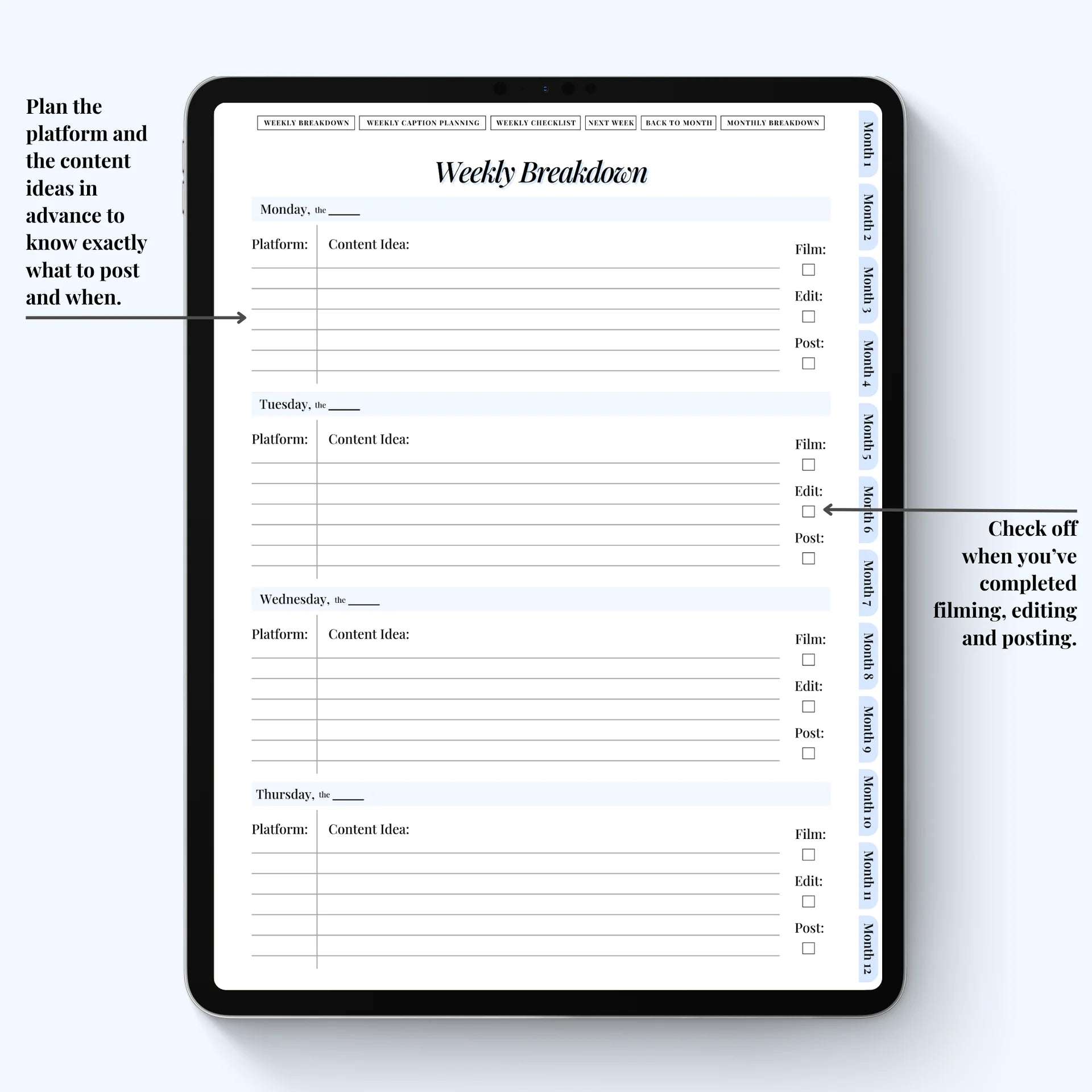 Social Media Planner Digital Version
