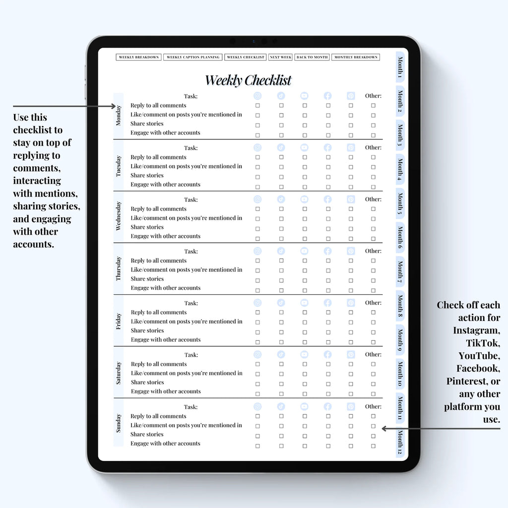 Social Media Planner Digital Version