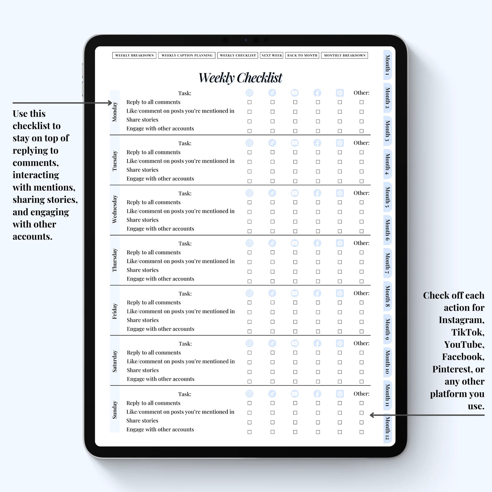 Social Media Planner Digital Version